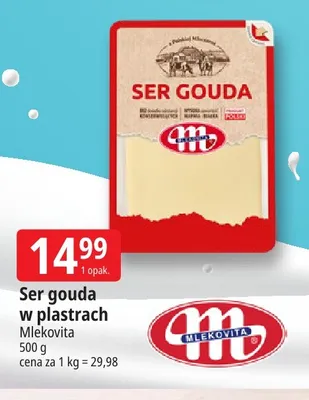 Ser gouda w plastrach Mlekovita promocja w Leclerc