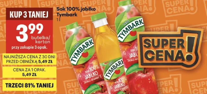 Sok 100% jabłko promocja w Delikatesy Centrum