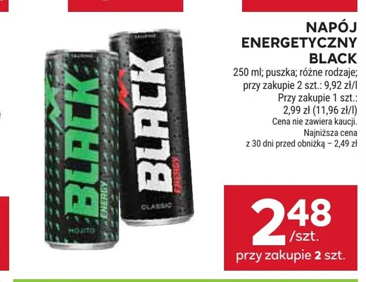 Napój energetyczny Black promocja w Stokrotka
