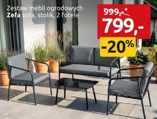 Zestaw mebli ogrodowych sofa, stolik, 2 fotele promocja w Black Red White