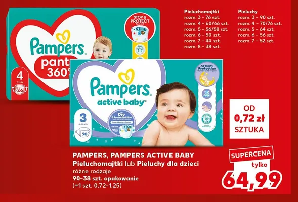 Pieluchomajtki dla dzieci Pampers Pants promocja w Kaufland