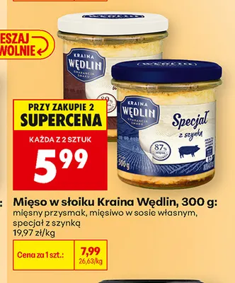 Mięso w słoiku specjał z szynką Kraina Wędlin 300 g promocja w Biedronka
