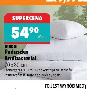 Poduszka Antibacterial 70 x 80 cm promocja w Biedronka Home