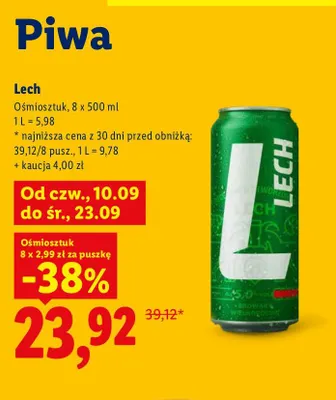 Piwo Lech 8-pak 500 ml promocja w Lidl