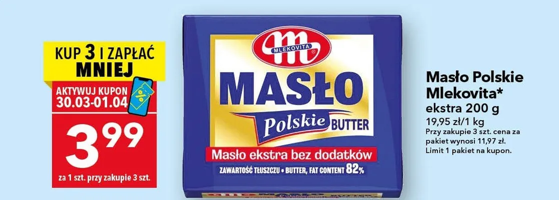 Masło polskie ekstra promocja w LEWIATAN