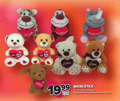 Maskotka 15 cm różne rodzaje promocja w Stokrotka
