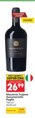 Wino czerwone Masseria Trajone Susumaniello Puglia promocja w Biedronka