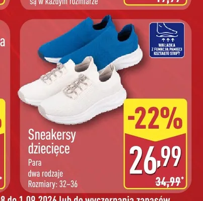 Sneakersy dziecięce promocja w Aldi