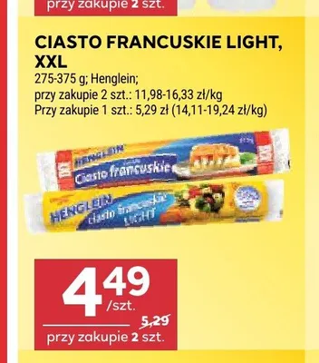 Ciasto Francuskie Light XXL Henglein promocja w Stokrotka