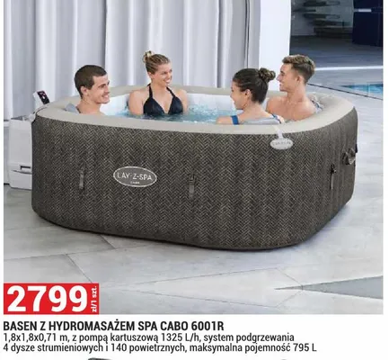 Basen z hydromasażem SPA Cabo Lay-Z-Spa 6001R 1,8x1,8x0,71m promocja w Merkury Market