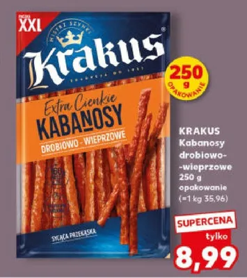 Kabanosy drobiowo-wieprzowe Krakus promocja w Kaufland