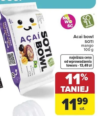 Acai bowl Soti mango promocja w Carrefour