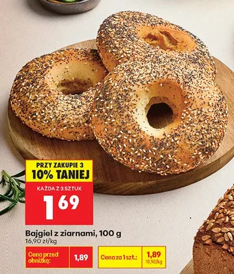 Bajgiel z ziarnami 100 g promocja w Biedronka
