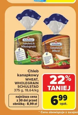 Chleb kanapkowy Wheat Schulstad promocja w Carrefour
