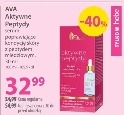 Aktywne serum poprawiające kondycję skóry z peptydem miedzowym Peptydy promocja w Hebe