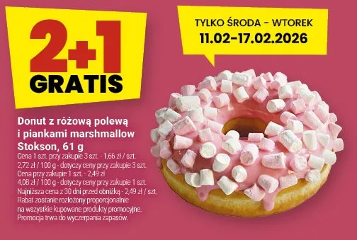 Donut z różową polewą i piankami marshmallow Stokson promocja w Twój Market
