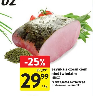 Szynka z czosnkiem niedźwiedzim Mróz promocja w Intermarche