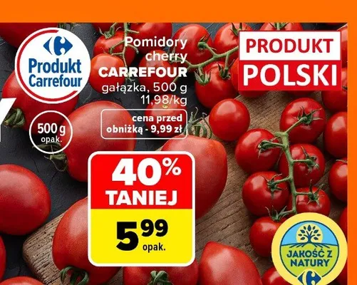 Pomidory cherry Carrefour gałązka promocja w Carrefour