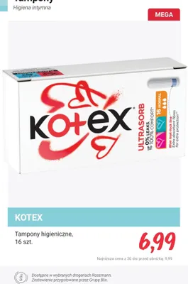 Tampony higieniczne promocja w Rossmann