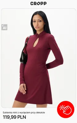 Sukienka mini z wycięciem przy dekolcie Cropp promocja w Cropp