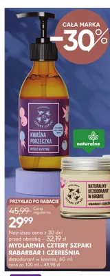 Dezodorant w kremie Rabarbar i czereśnia Mydlarnia Cztery Szpaki promocja w Super-Pharm