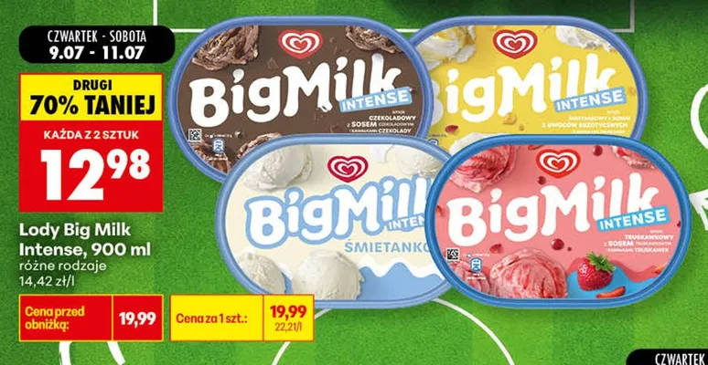 Lody Big Milk Intense śmietankowe z sosem z owoców egzotycznych promocja w Biedronka