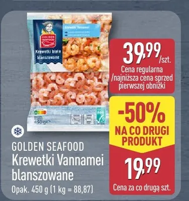 Krewetki Vannamei blanszowane GOLDEN SEAFOOD promocja w Aldi