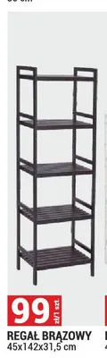 Regał brązowy 45x142x31,5 cm promocja w Merkury Market