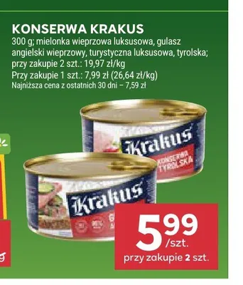 Konserwa Krakus mielonka wieprzowa luksusowa promocja w Stokrotka