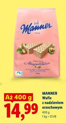 Wafle z nadzieniem orzechowym Manner Neapolitaner promocja w Lidl