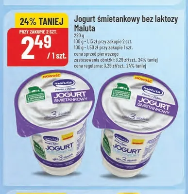 Jogurt śmietankowy bez laktozy Maluta promocja w POLOmarket
