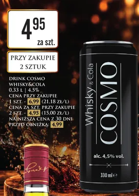 Drink Whisky & Cola Cosmo promocja w Dino