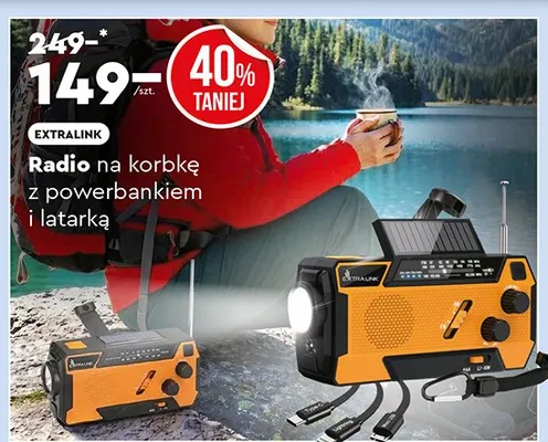 Radio na korbkę z powerbankiem i latarką promocja w Biedronka Home