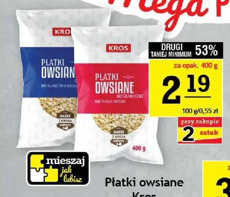 Płatki owsiane błyskawiczne Kros promocja w Gram Market