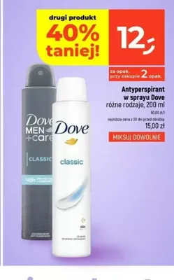 Antyperspirant w sprayu Dove Classic promocja w Dealz