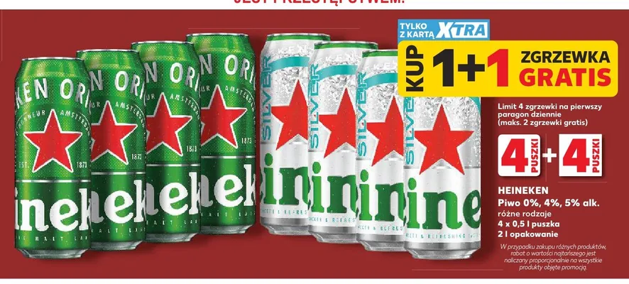 Piwo Heineken Silver 4-pak promocja w Kaufland