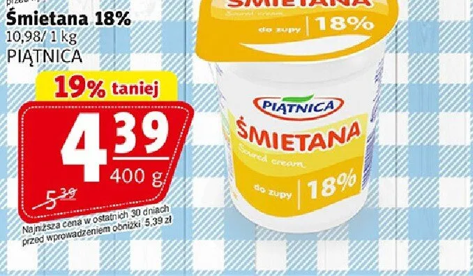 Śmietana 18% Łaciata promocja w Prim Market