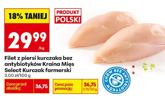 Filet z piersi kurczaka bez antybiotyków Select kurczak farmerski promocja w Biedronka