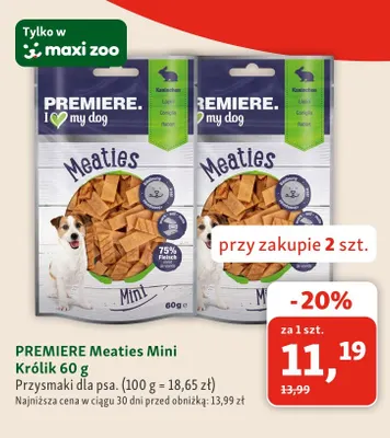 Przysmaki dla psa Premiere Meaties Mini Królik promocja w MAXI ZOO