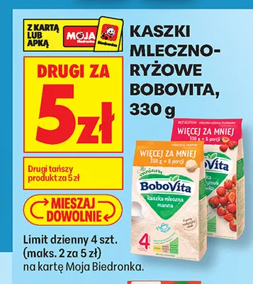 Kaszki mleczno-ryżowe BoboVita promocja w Biedronka