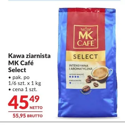 Kawa ziarnista MK Café Select promocja w Makro