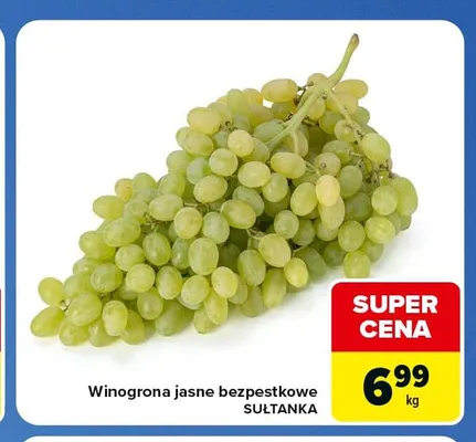 Winogrona jasne bezpestkowe Sułtanka promocja w Carrefour Market