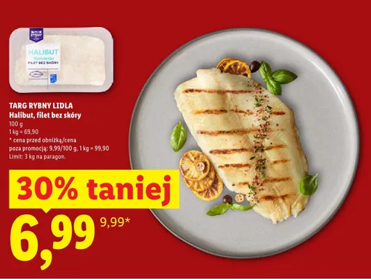 Halibut filet bez skóry promocja w Lidl