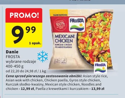 Danie Frosta paella z krewetkami i kurczakiem promocja w Intermarche