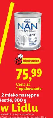 Mleko następne Nestlé Nan Optipro Plus 2 po 6 m-cu promocja w Lidl