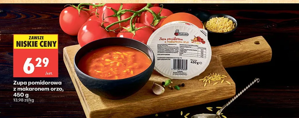 Zupa pomidorowa z makaronem orzo promocja w Biedronka