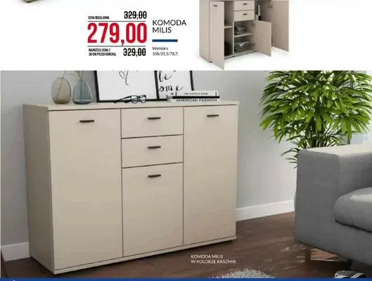 Komoda Milis w kolorze kaszmir promocja w Abra Meble