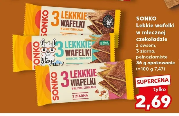 Lekkie wafelki w ciemnej czekoladzie Sonko promocja w Kaufland