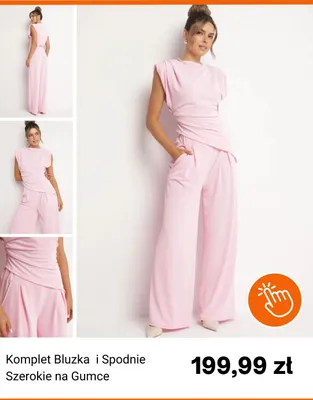 Komplet bluzka i spodnie szerokie na gumce Born2be promocja w Born2be