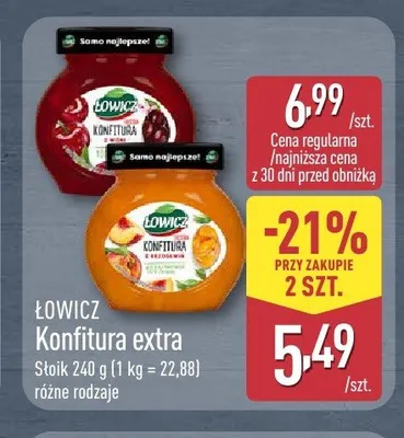Konfitura extra ŁOWICZ truskawkowa promocja w Aldi